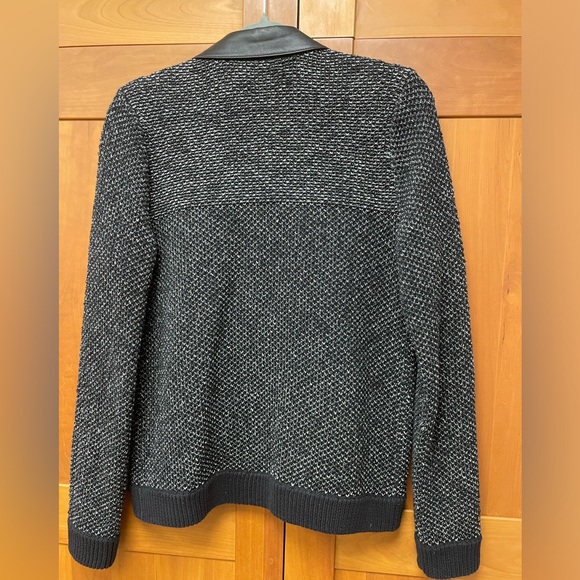 Rag and Bone ladies button down sweater jacket leather trim LIKE NEW! Size M - Picture 5 of 11